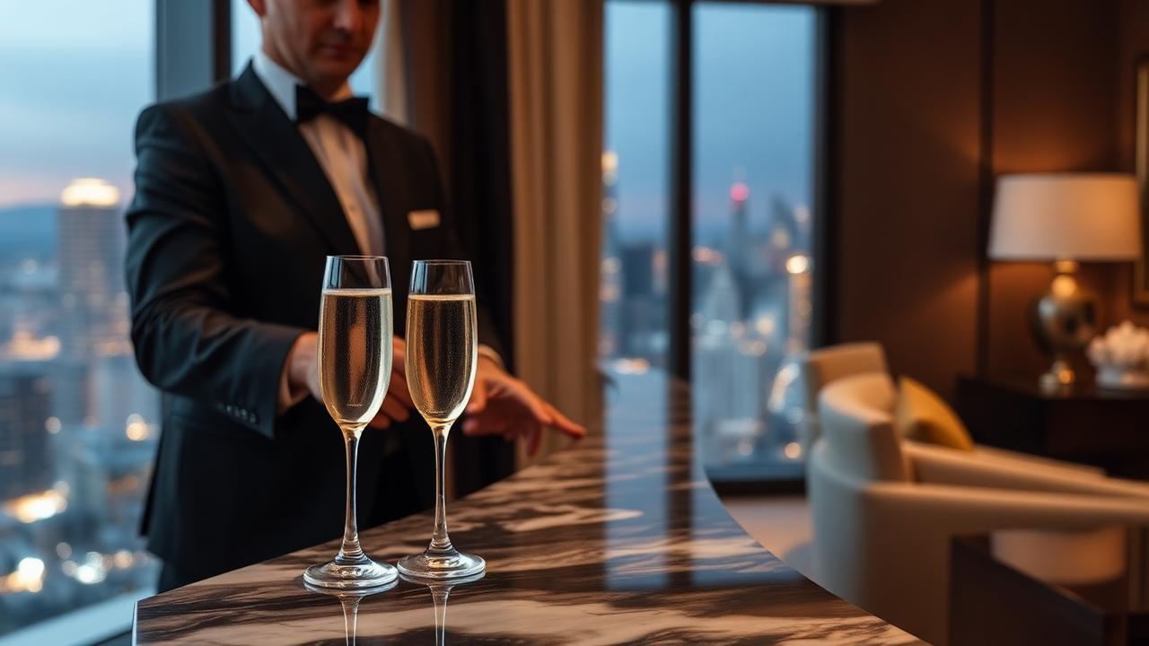Luxury concierge service with champagne for ultra high net worth travelers